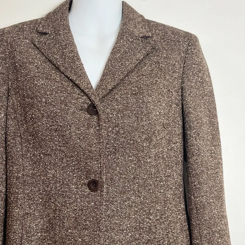 Casual Corner Annex Petite Suit Set Multi Brown Tweed Skirt 0P & Blazer 4P